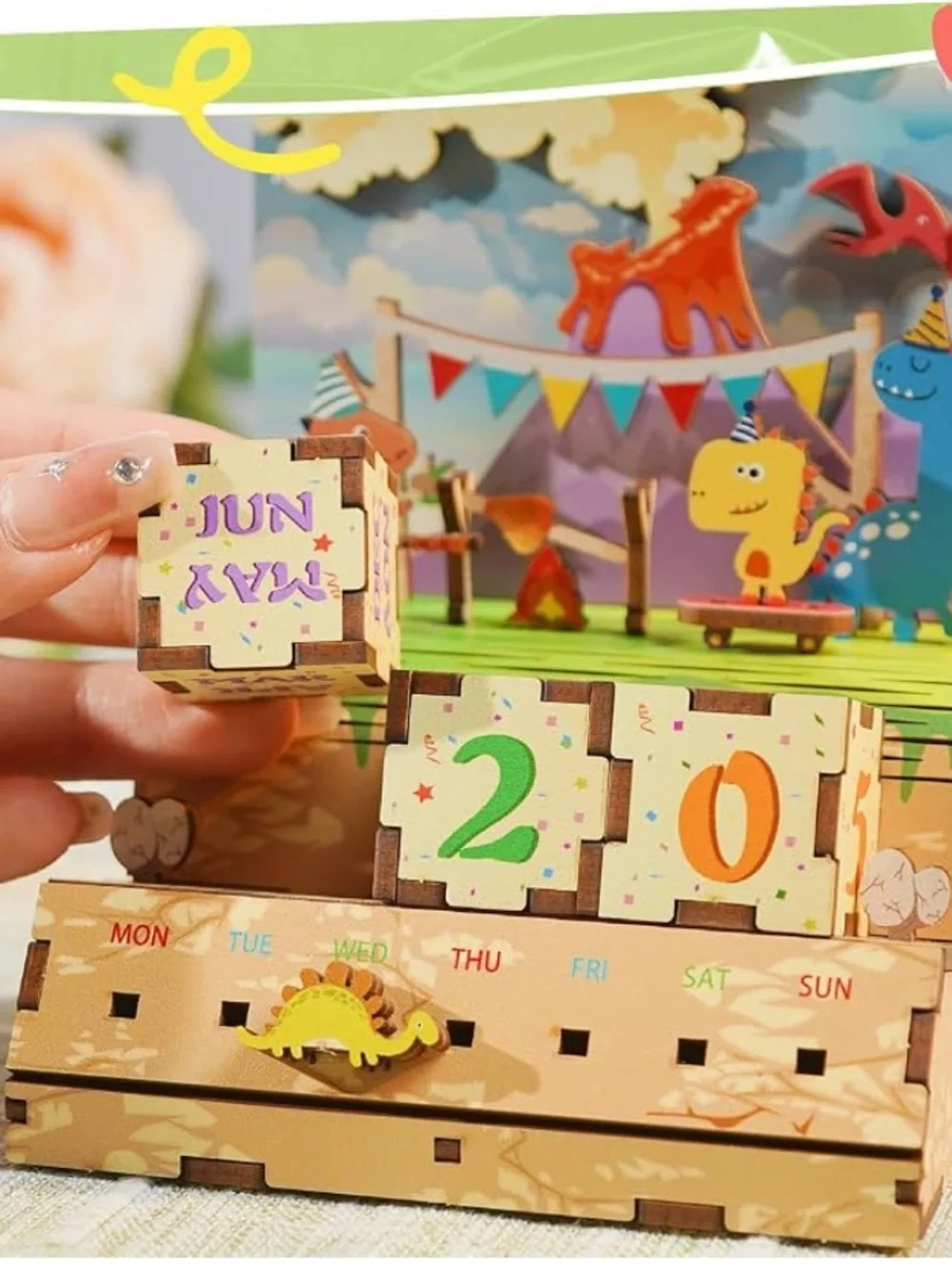 Tonecheer Jurassic Party 3D Puzzle Calendar - Beige & Multicolor